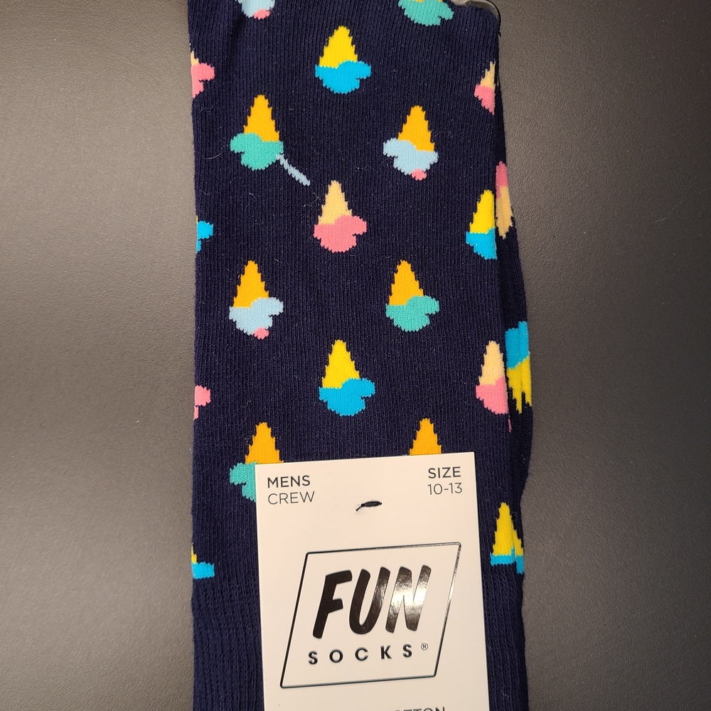 Fun Socks Men's Crew Socks Ice Cream Cone Socks Men's Shoe Size 6 To 12
